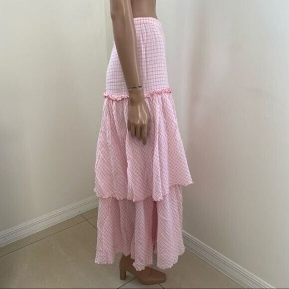 LoveShackFancy Pink Andrea Maxi Skirt English Rose - Picture 3 of 4